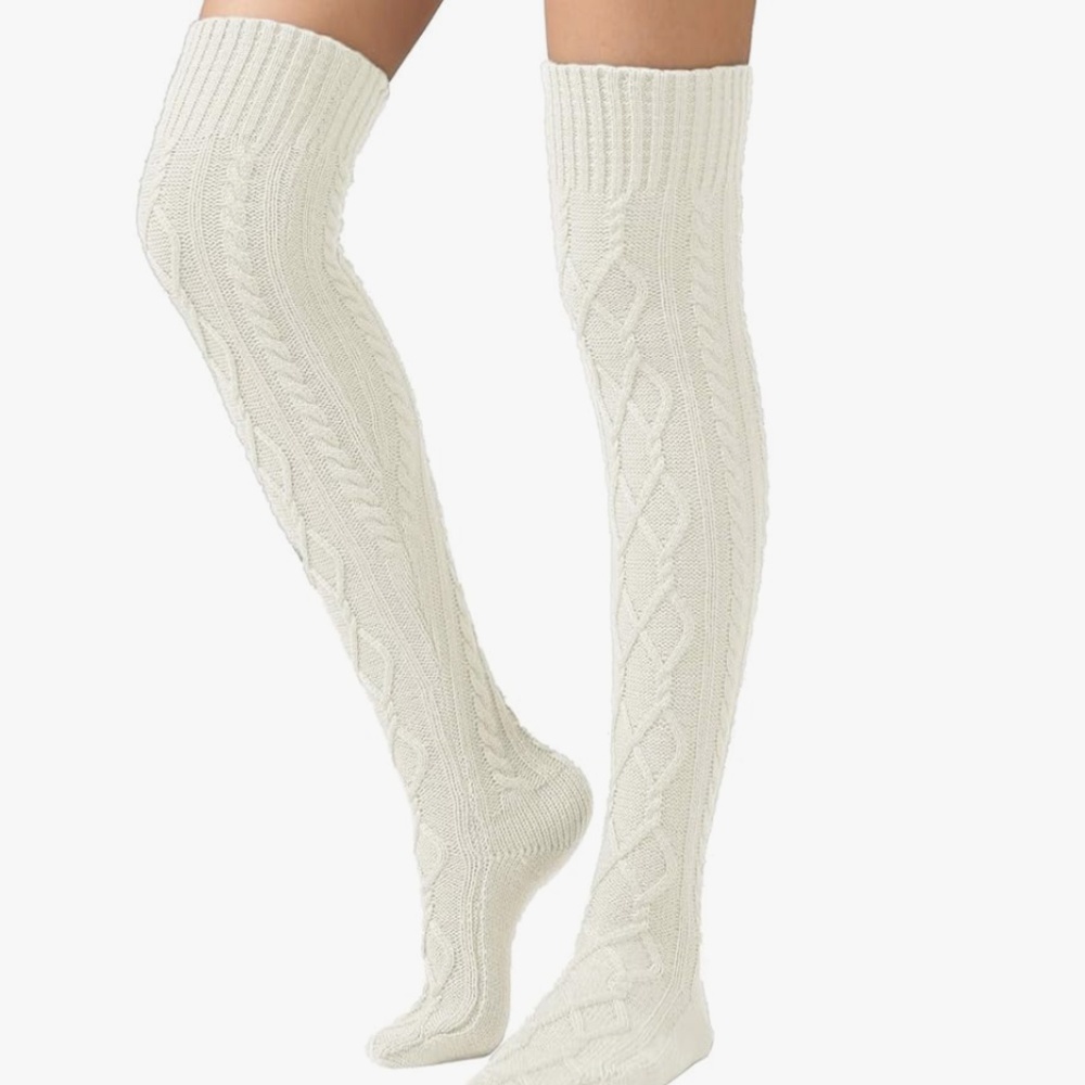 Women's Cable Knit Thigh High Boot Socks